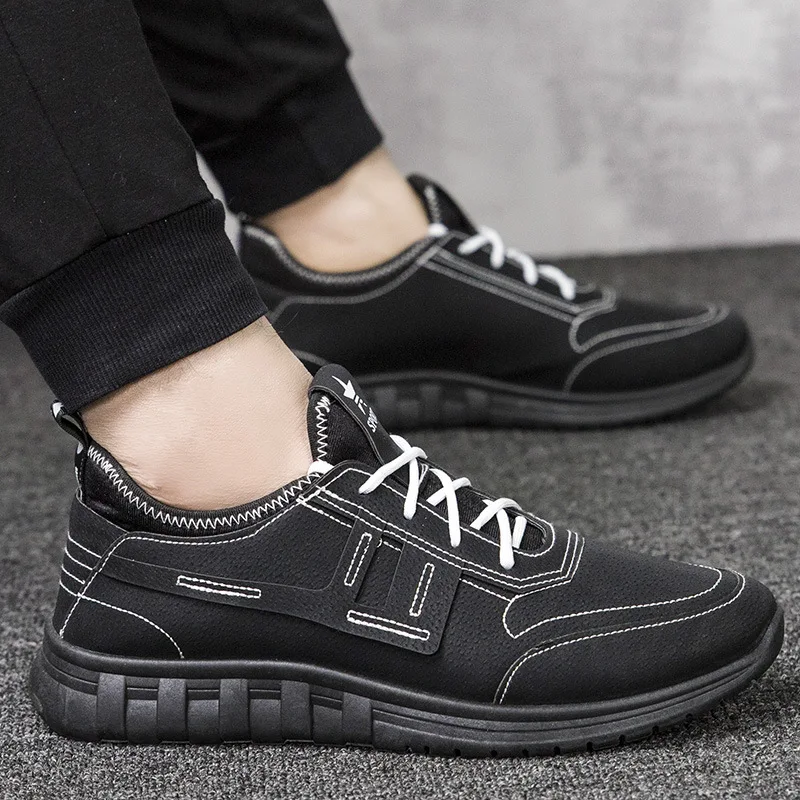 JINTOHO Fashion Sneakers Flats Driving Shoes for Men New Brand High Quality All Black Men's Leather Casual Sports WZJXK | Обувь