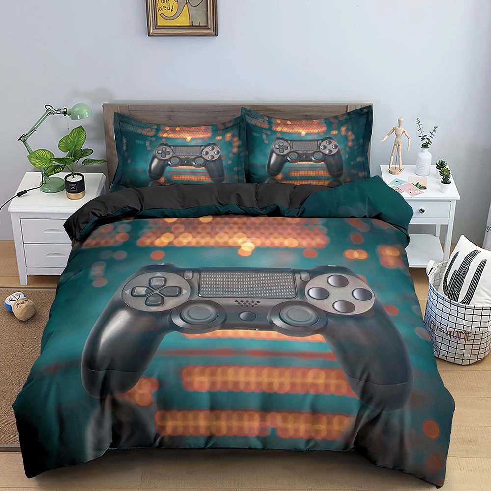 

New Gamepad 3d Bedding Set Cartoon Gamer Duvet Cover Black Comforter Bed Cover Set De Couette Bedclothes 2/3pcs Queen Size