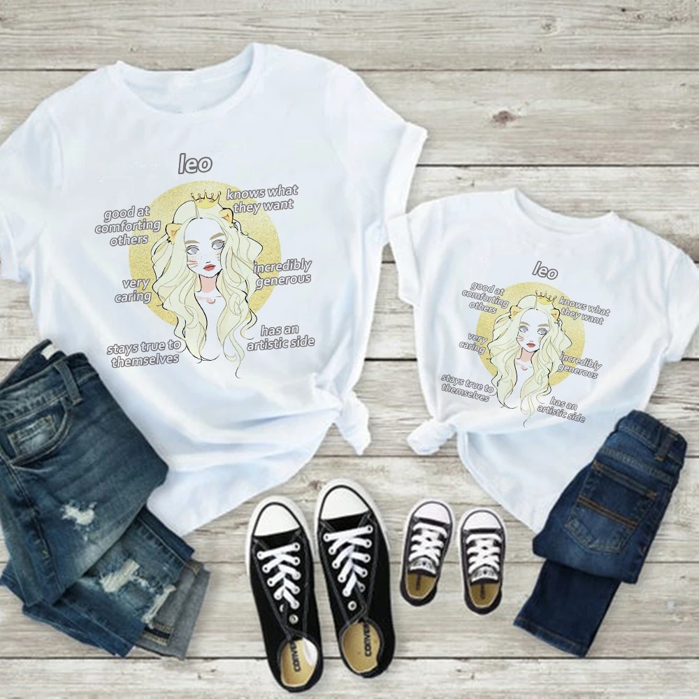 

Constellations Series Family Look Tshirts Sagittarius Printed Fashion Aesthetic Mother and Daughter Clothes Kids Cartoon T-shirt