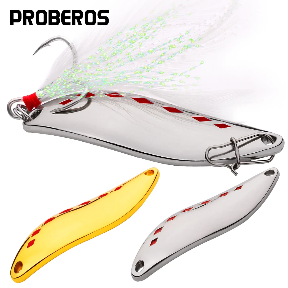 

PRO BEROS Spoon Baits 6pcs/lot Fishing Lure Gold/Silver Color Spoon Lures Fishing Tackle 5g-28g/44mm-65mm Fishing Bait