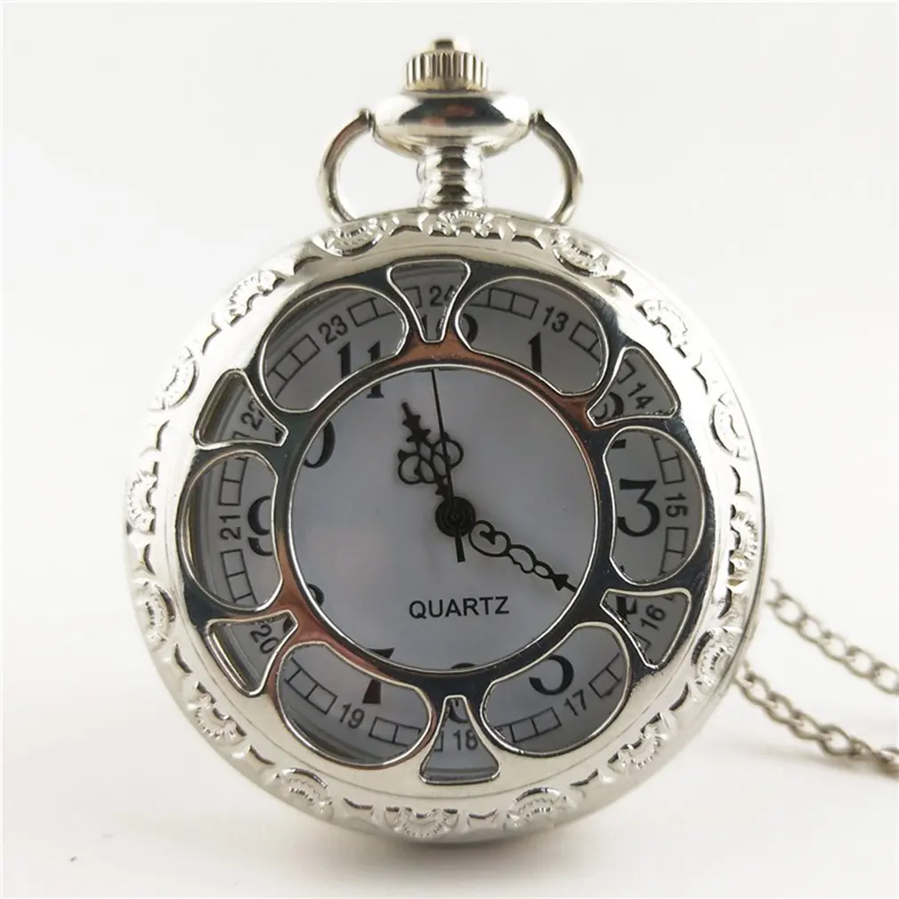 Винтажные полые цветочные модные мужские и женские кварцевые карманные часы