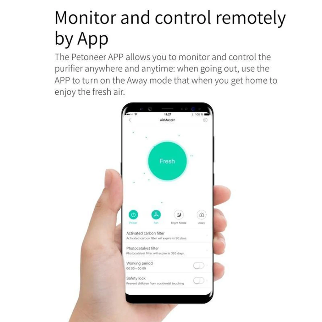 

Petoneer Smart Home Pet Air Purifier App-controlled UV Sterilizer Ozone Generator Negative ion Deodorization Air Master EU Plug