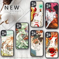 anime okami phone case for iphone 13 12 11 8 7 plus mini x xs xr pro max matte transparent cover