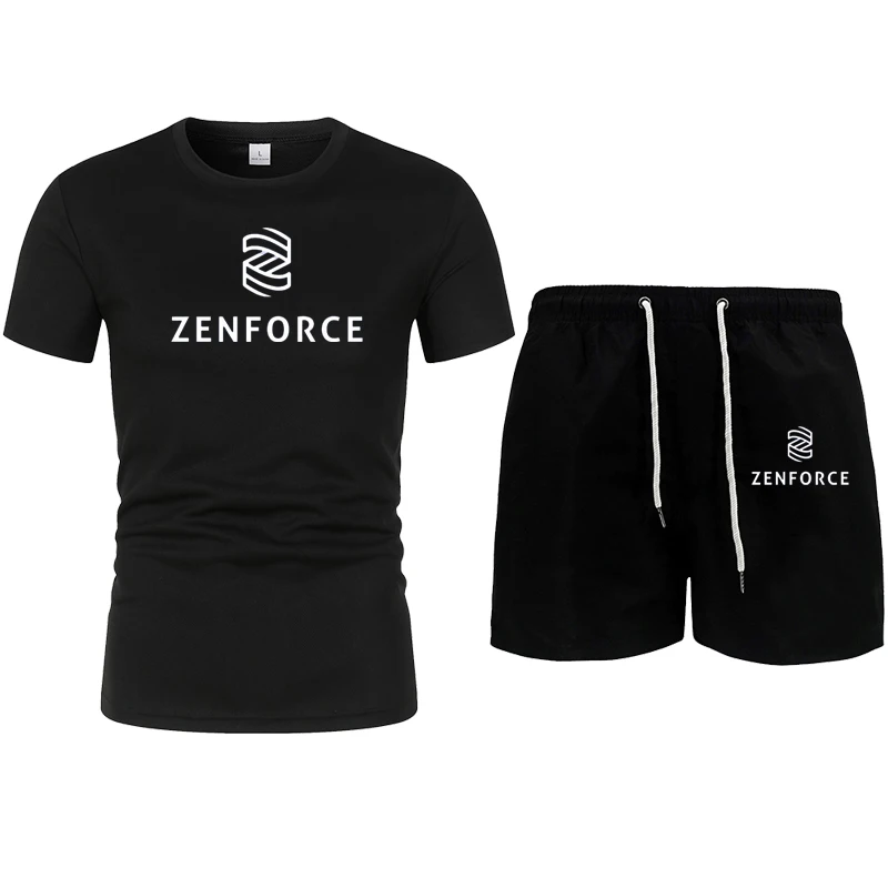

Summer Men's T-shirt Set 2-piece Men's Sportswear Suit Basketball Sports Fitness Printing Short Sleeve + Men's Suit