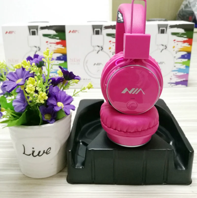 Beauty ninia Q8 стерео Bluetooth наушники беспроводной стерео складные спортивные гарнитуры Поддержка приложения с микрофоном Поддержка TF карты fm-радио - Цвет: Розовый