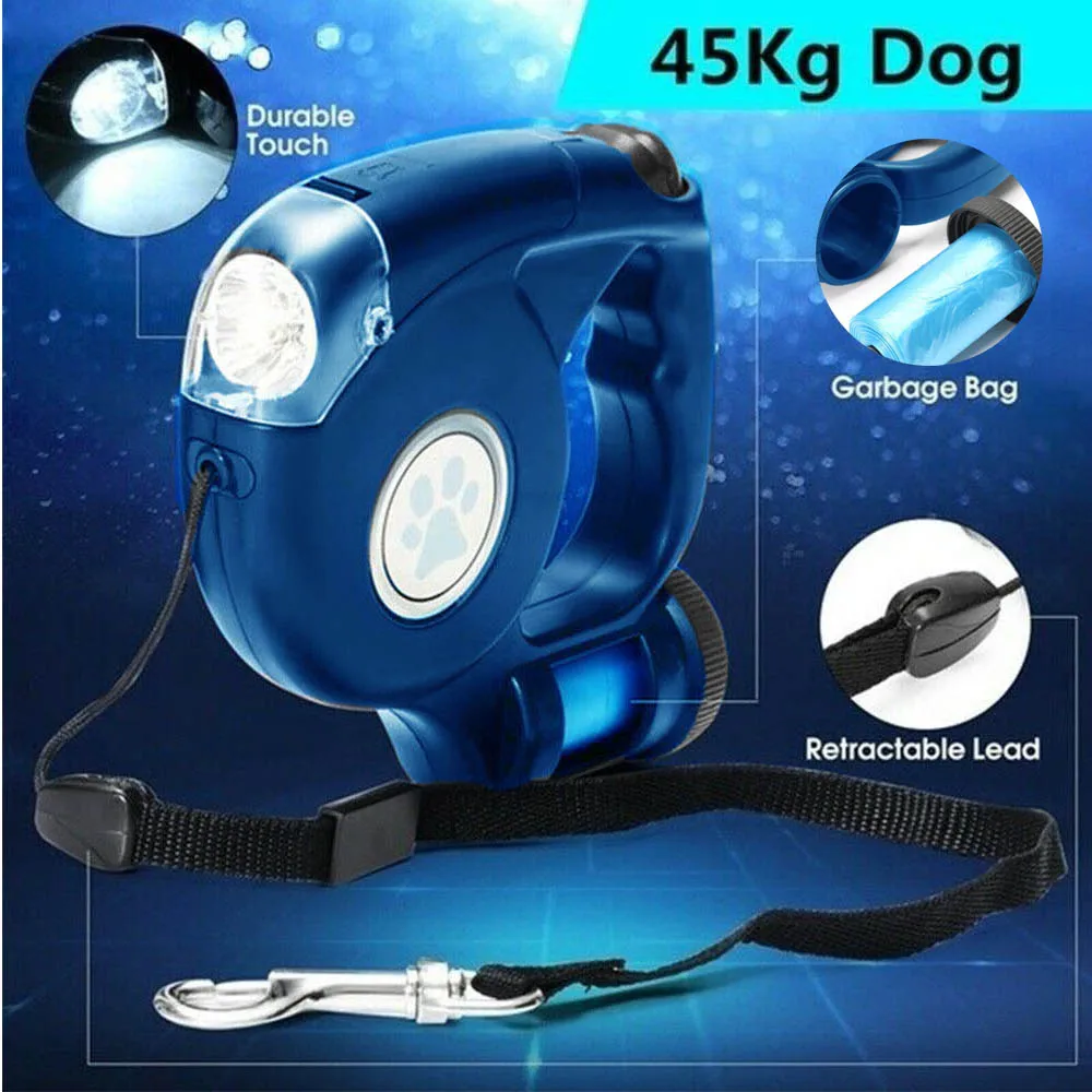 4 5 м светодиодный Выдвижной Поводок для собак поводок ошейник маленьких с мешком