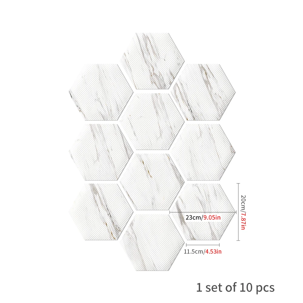 

Modern Marble Pattern Hexagon Wall Decor Kitchen Bathroom Bedroom Floor Decal Mural Sticker Waterproof