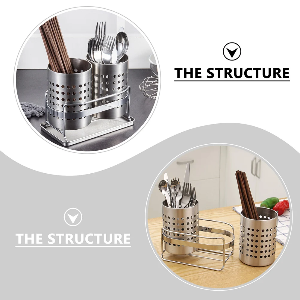 

1 Set Stainless Steel Chopstick Holders Cutlery Storage Organizers (Steel Color)