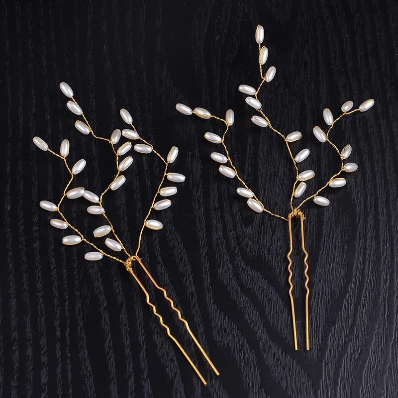 3 шт./лот золотые свадебные шпильки для волос с жемчугом заколка невесты ручной