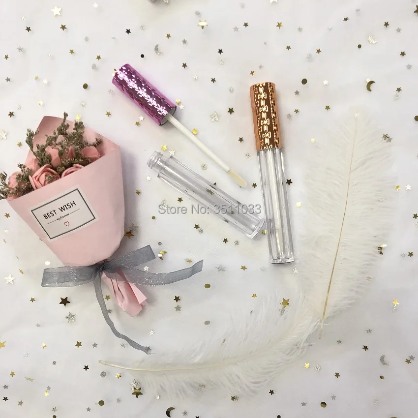 Флакон с золотой крышкой для кистей макияжа ресниц пустой прозрачный