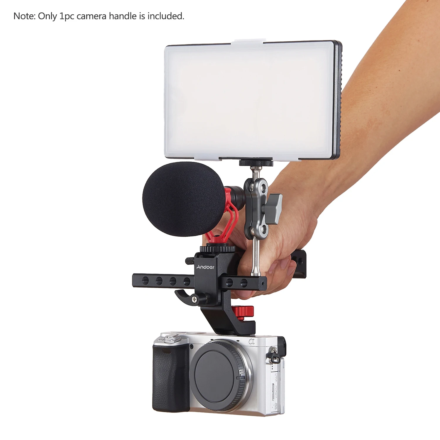 Andoer Camera Top Handle Grip Cheese with Cold Shoe Mount 1/4 Inch 3/8 Threaded Holes 15mm Rod Clamp for Cage | Электроника