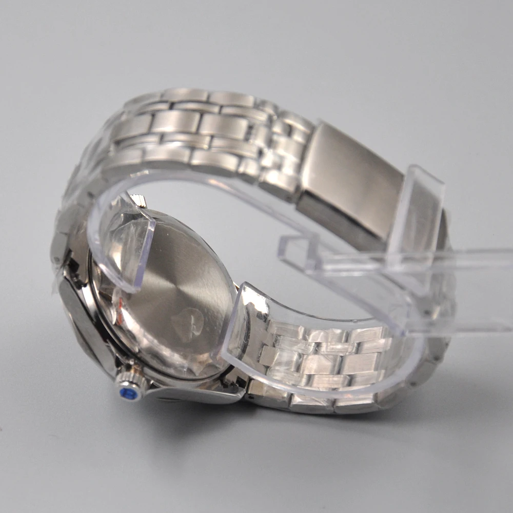 Мужские наручные часы BLIGER 41 мм GMT с сапфировым светящимся синим волнистым узором