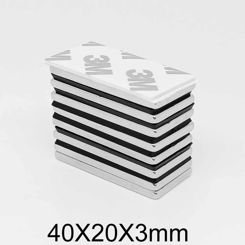 

2/5/10/15/20PCS 40x20x3mm Block Search Magnet With 3M Self - Adhesive 40*20*3 Quadrate Strong Neodymium Magnet 40x20x3