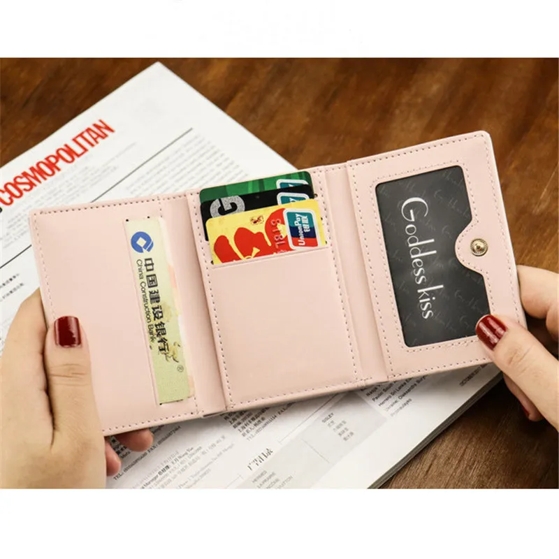 Женский лазерный голографический кошелек ASSEZSAC короткий милый для монет