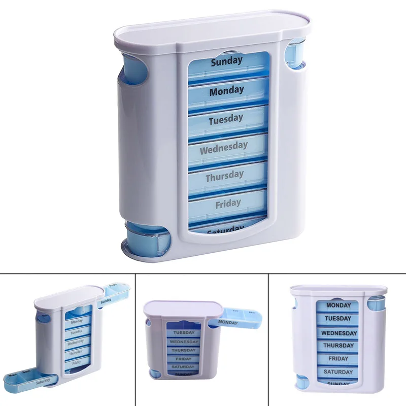

7 Days weekly Pill Storage Box Medicine Tablet Dispenser Case 28 Compartments Portable Organizer Container CJ