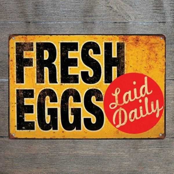 

Metal Tin Sign Fresh Eggs Daily Laid Decor Bar Pub Home Vintage Retro Poster