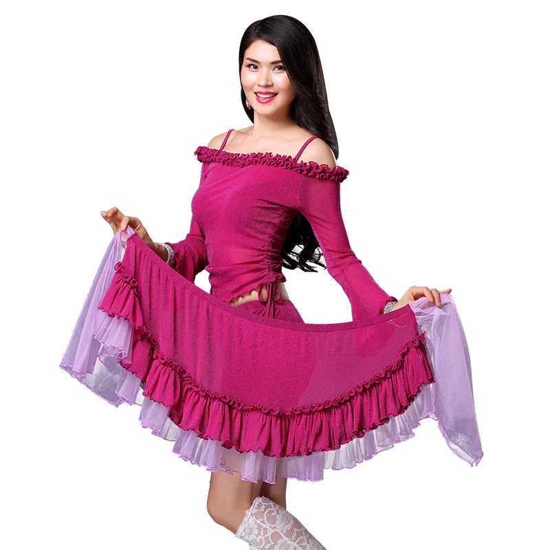 Набор костюма для танца живота 2 шт. костюм комплект с черным топом в стиле хип