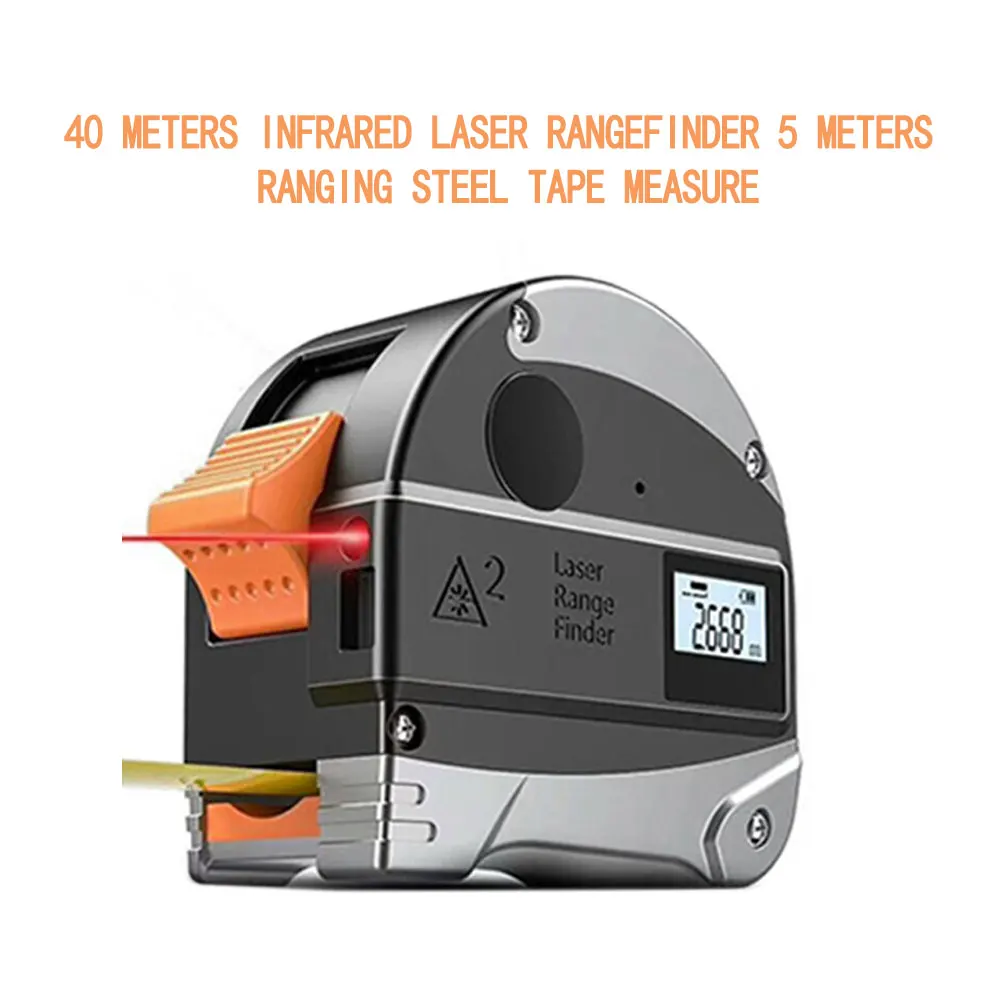 

Digital Distance Meter 40M Tape Measure 5M Distance Measure Range Finder with LCD Display 2 in 1 Portable Laser Meter Tools