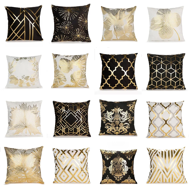 

Gilded Pillowcase Popular Home Decor Polyester Peachskin Pillowslip Europearn Classic Cushion Cover Gilt Waist Pillow Case