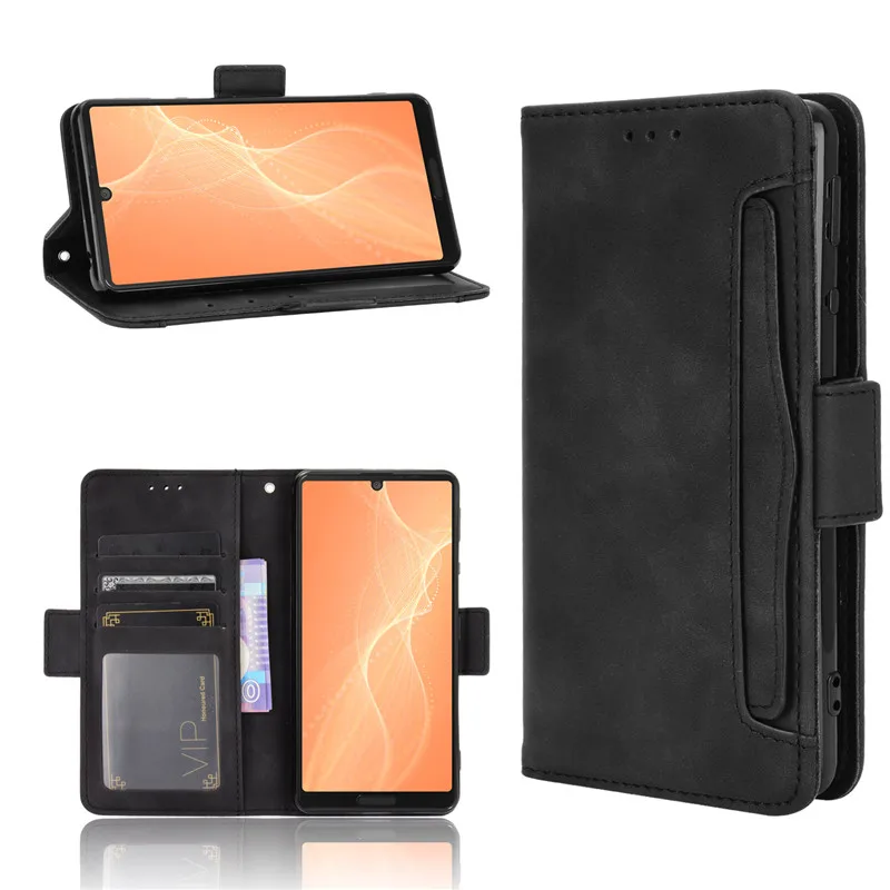 

Suitable fo Sharp Aquos Sense4 magnetic flip phone case, leather multi-card luxury wallet holster protective cover