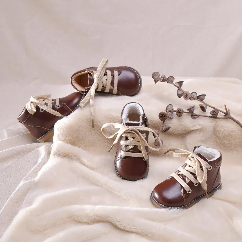 Осенне-зимние новые детские ботинки Мартенс удобная теплая детская модная