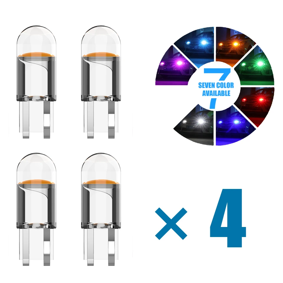 4xnew COB Led W5W T10 чистый Стекло автомобильный светильник лампочка 6000K белый Авто