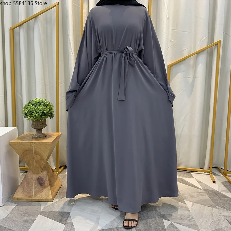 Nida Maxi Dress Abaya Kaftan Women Tie Waist Loose Causul Long Sleeve Muslim Hijab Islam Dubai Turkey Fashion Modset Robe | Тематическая