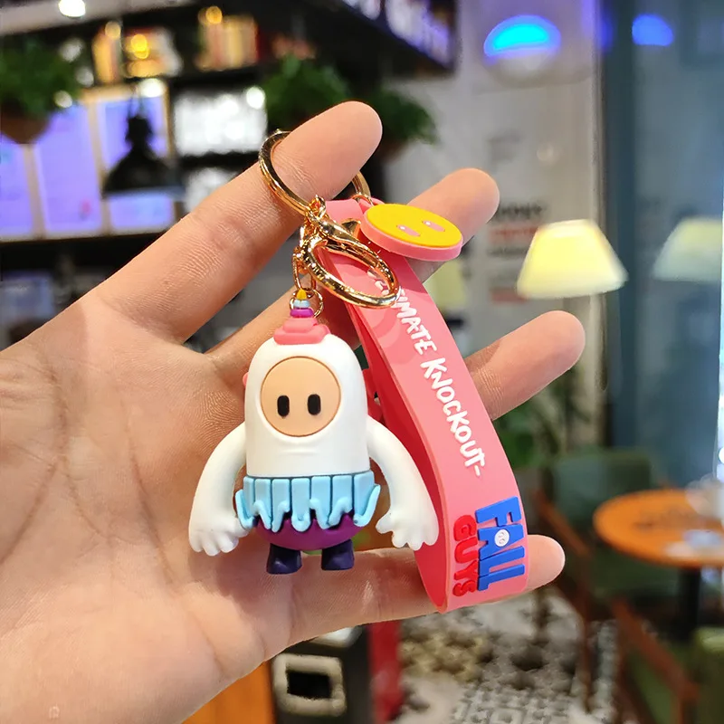 

Cartoon Anime Fall Guys Ultimate Knockout Keychain Cute Mini Doll Keyring Popular Figure Kid Adult Like Jewelry Accessories Hot