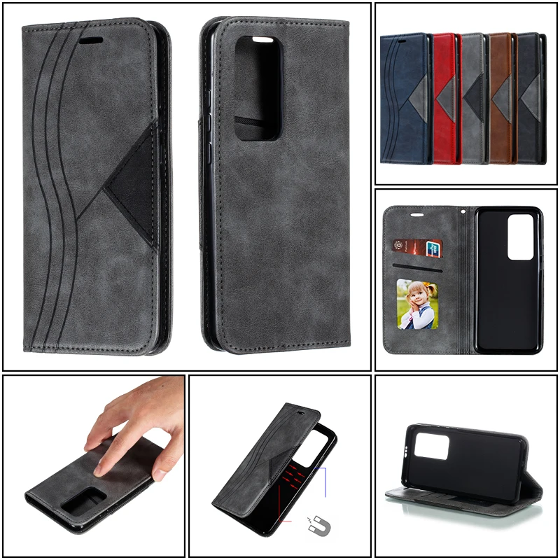 

Flip Solid Color Leather Phone Case For Huawei Mate 30 20 P40 P30 P20 Pro Lite P Smart Z Plus Card Slot Bracket Shockproof Cover