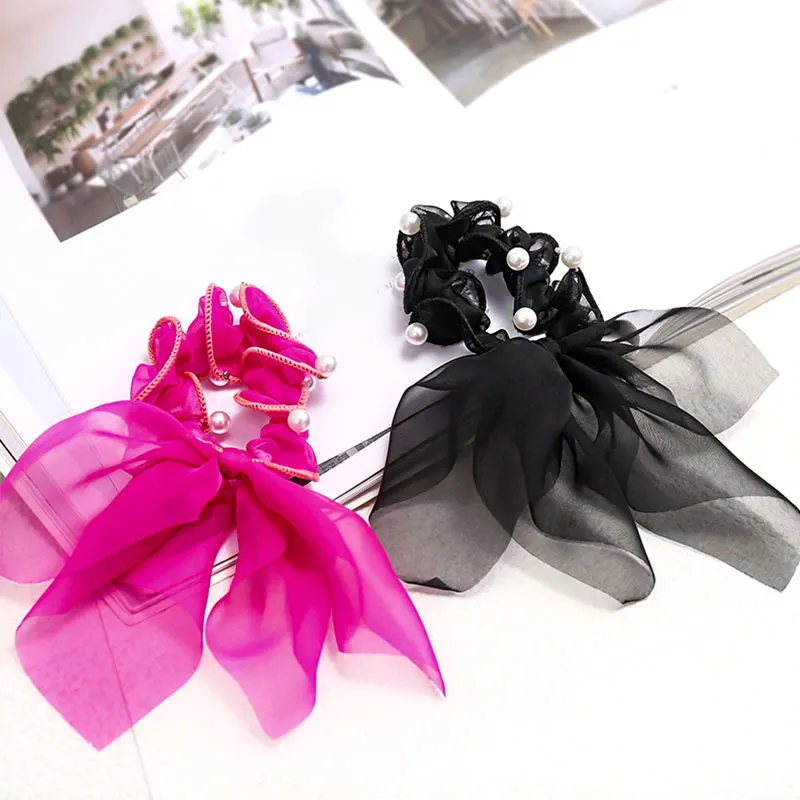 

Pearl Elastic Hair Bands Women Hair Rings Ponytail Holder Rubber Headbands Hair Scrunchies Hair Ties Ribbon Accessories Hairband