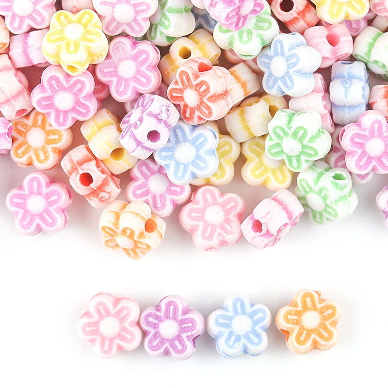 

50pcs/Lot Mixed Plastic Star Flower Spaced Beads Hair Ring For Jewelry Making DIY for Kids Woman Puzzle Handmade Charms Bracelet