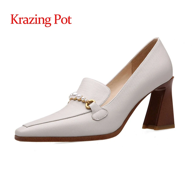 

Krazing Pot/новая ограниченная коллекция настройки натуральная кожа туфли на высоком каблуке и с квадратным носком; Три цвета красивой леди комп...
