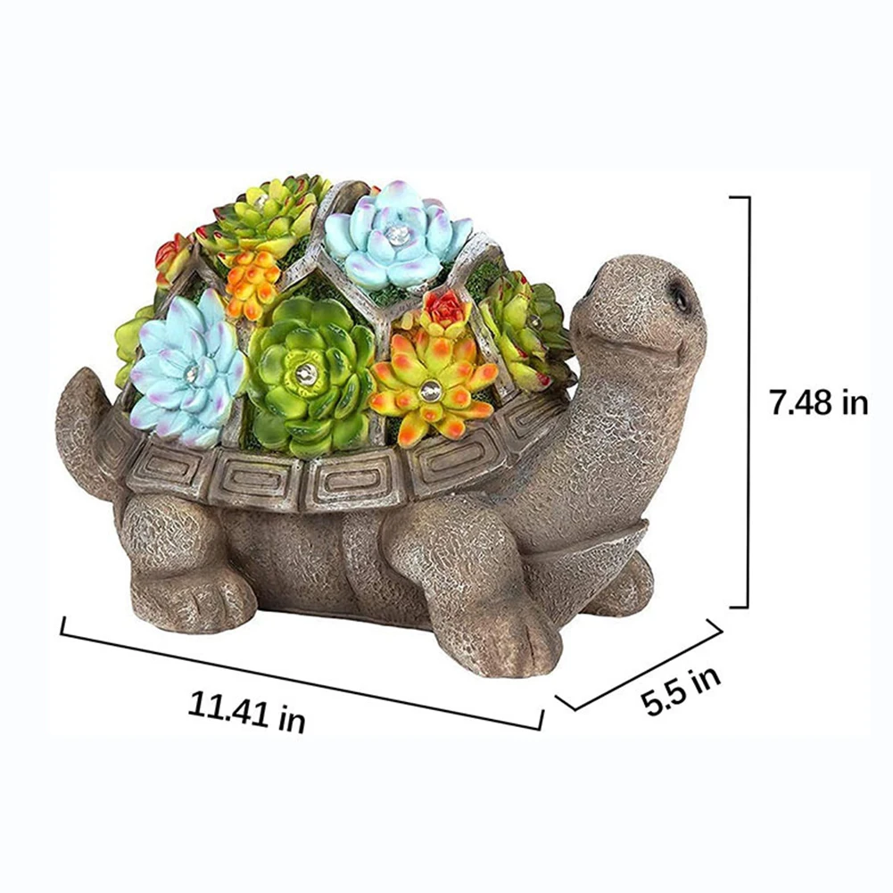 

2021 Solar Garden Turtle Statue Outdoor Tortoise Figurine Decor with Succulent LED Light Jardin Yard Lawn Home Art Decoration