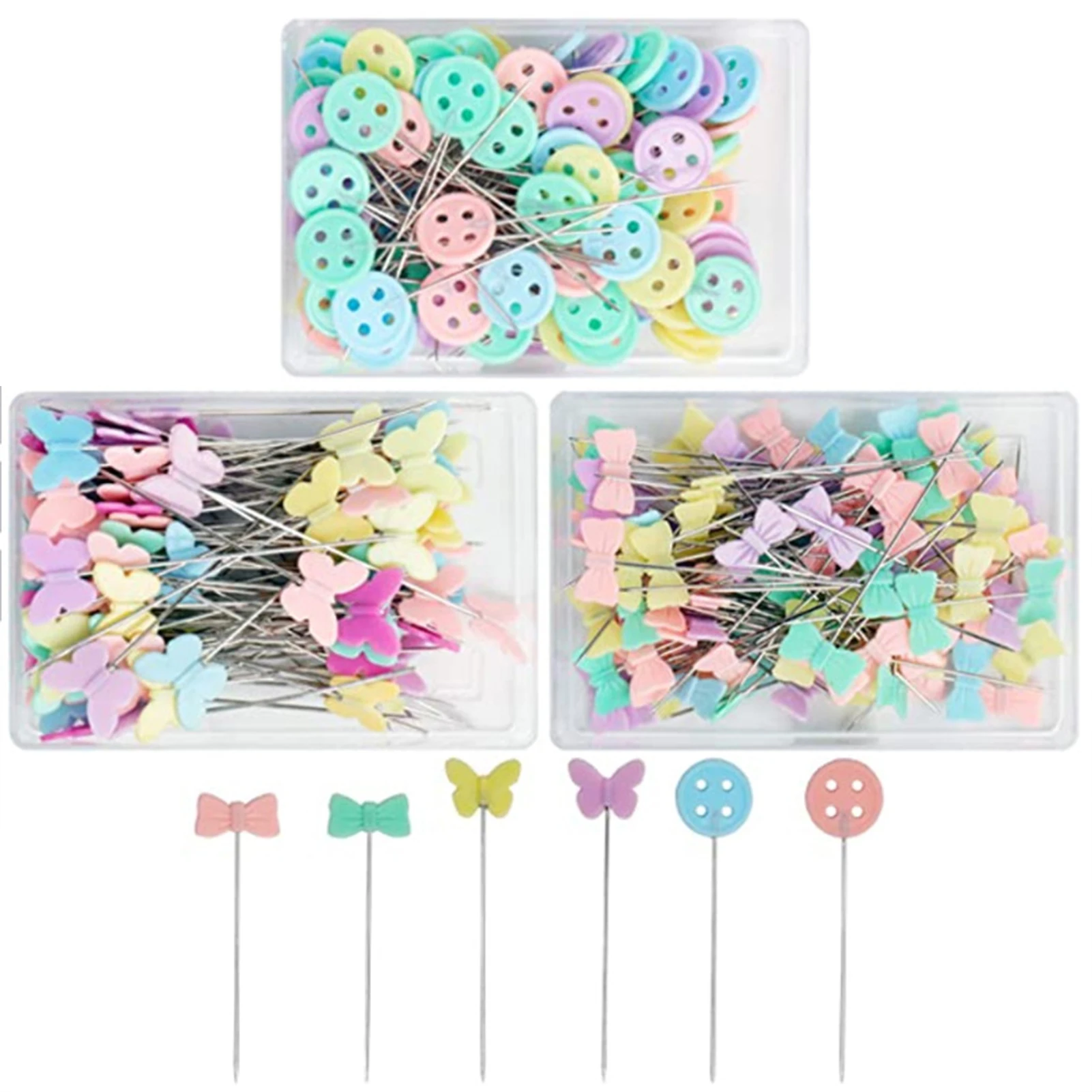 

100pcs/set Dressmaking Pins Patchwork Needle Craft Bowknot Button Head Pins Embroidery Pins For DIY Quilting Sewing Accessories