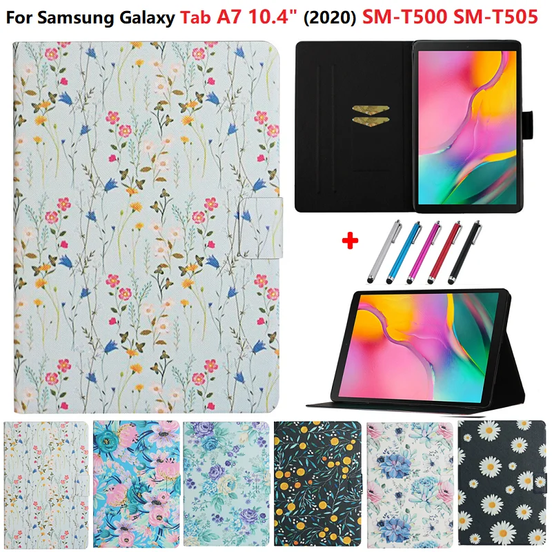 

Чехол для Samsung Galaxy Tab A7 10,4 2020, чехол для планшета, Женский чехол с цветочным рисунком для Samsung Tab A7, T500 T505, для женщин и девушек
