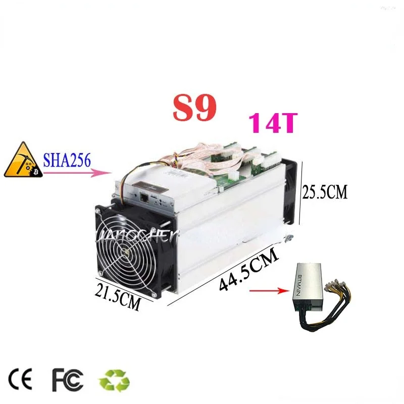 

ETH BTC KUANGCHENG-Майнер BITMAIN antminer S9 14 с блоком питания, Майнер биткоинов Asic Btc, работает с el BCC btc pcc sha256
