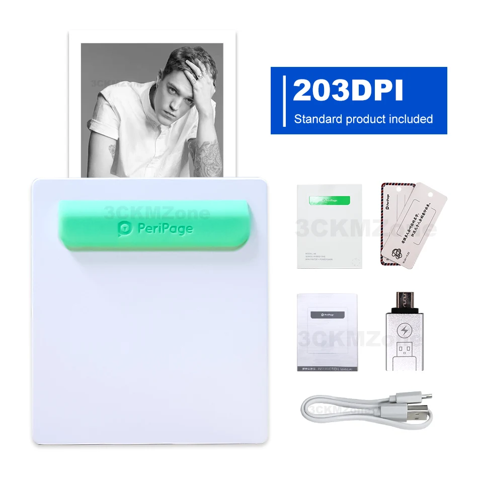 1 pcs 203dpi Printer Peripage Карманный bluetooth принтер для фотографий 58 мм 2 дюйма термопечать заметок беспроводной принтер ручной принтер для телефона android iOS - Цвет: 1 pcs 203dpi Printer