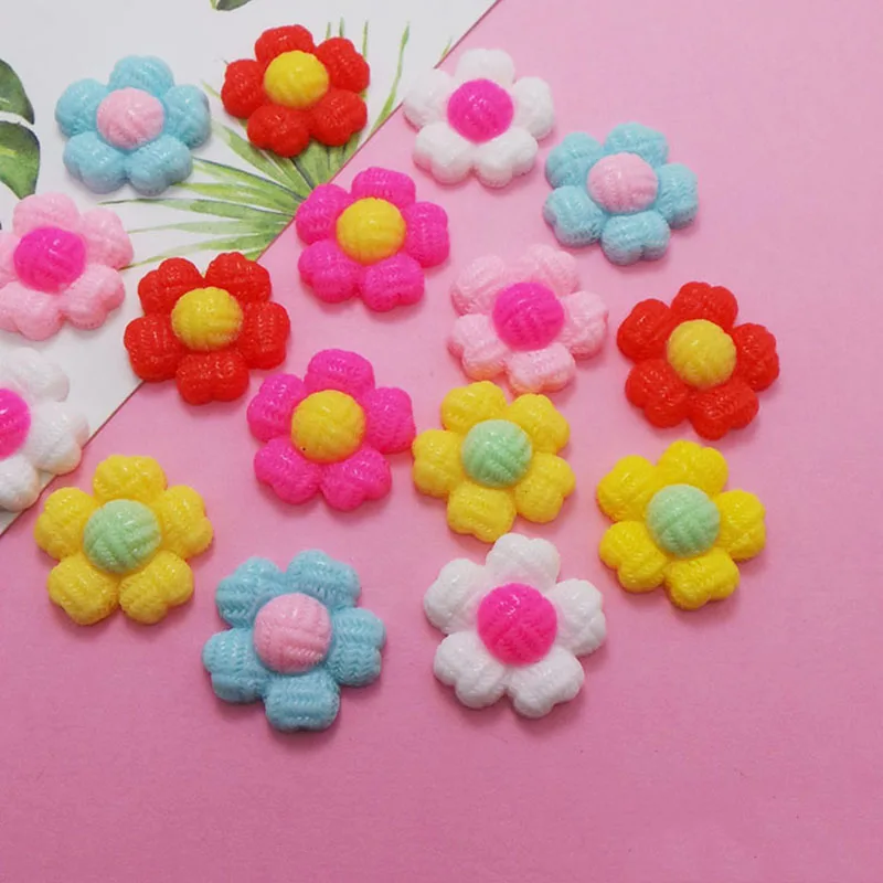 100 шт./лот милые цветные цветы украшение из смолы с плоским основанием кабошон
