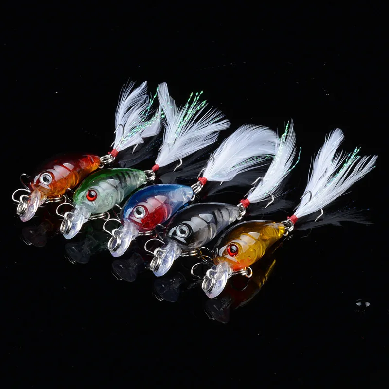 1 шт. 4 5 см/4 г Хрустальная сумашедшая Рыбалка приманки с 10 # перо Крючки бас