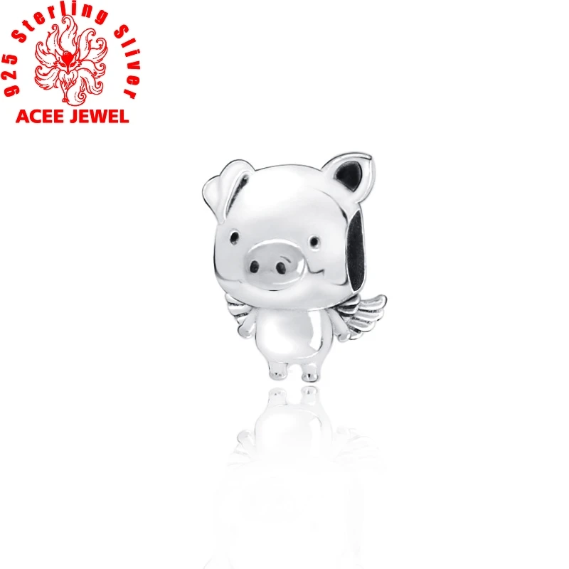 2019 новые осенние серебряные бусины 925 пробы Пиппо Летающий Свинья Подвески