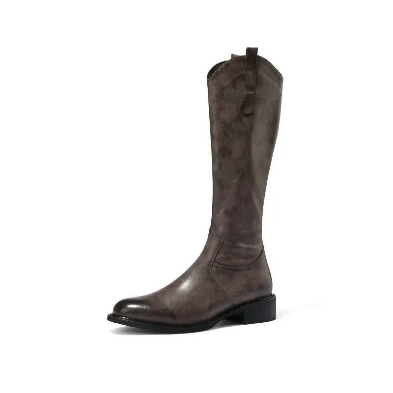 

2021 New Fashion Women Boots Pu Leather Women Knee High Boots Square Heel Autumn Winter Boots Women Shoes Big Size 34-43