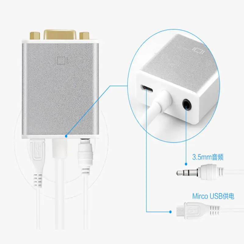 Адаптер HDMI в VGA переходник папа Мама 1080P цифро аналоговый видео аудио адаптер для