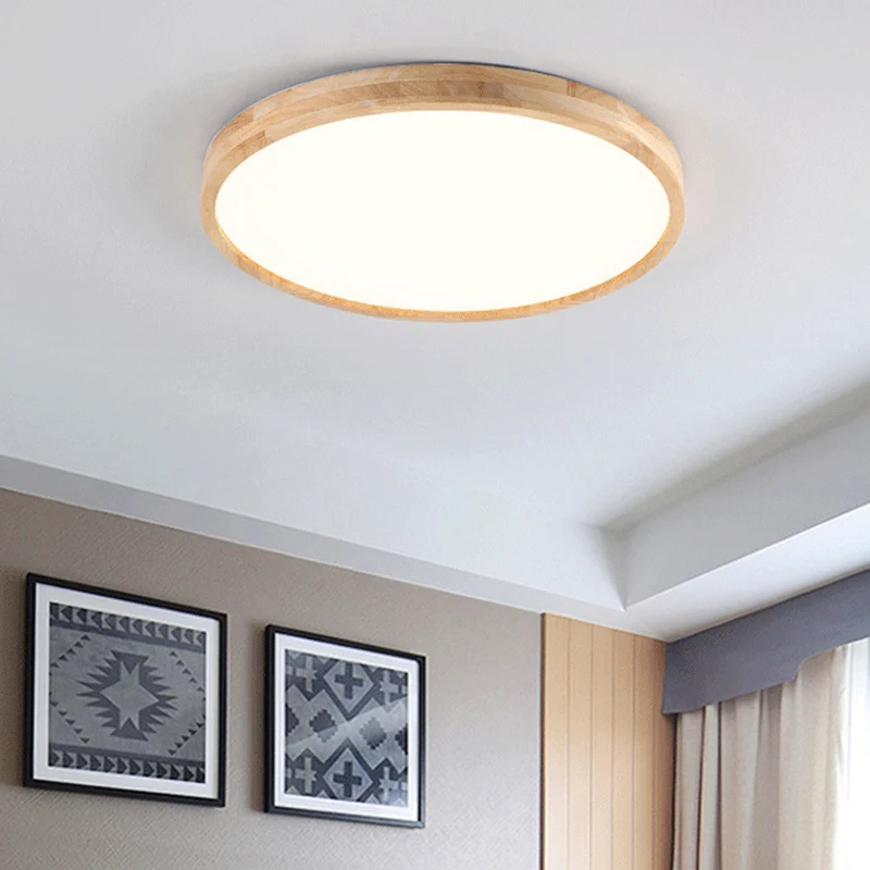

LED Ultra-thin Modern Wood Ceiling Lamp Solid Wood Acrylic Ceiling Lamp Living Room Bedroom Aisle Light Living Room Decoration