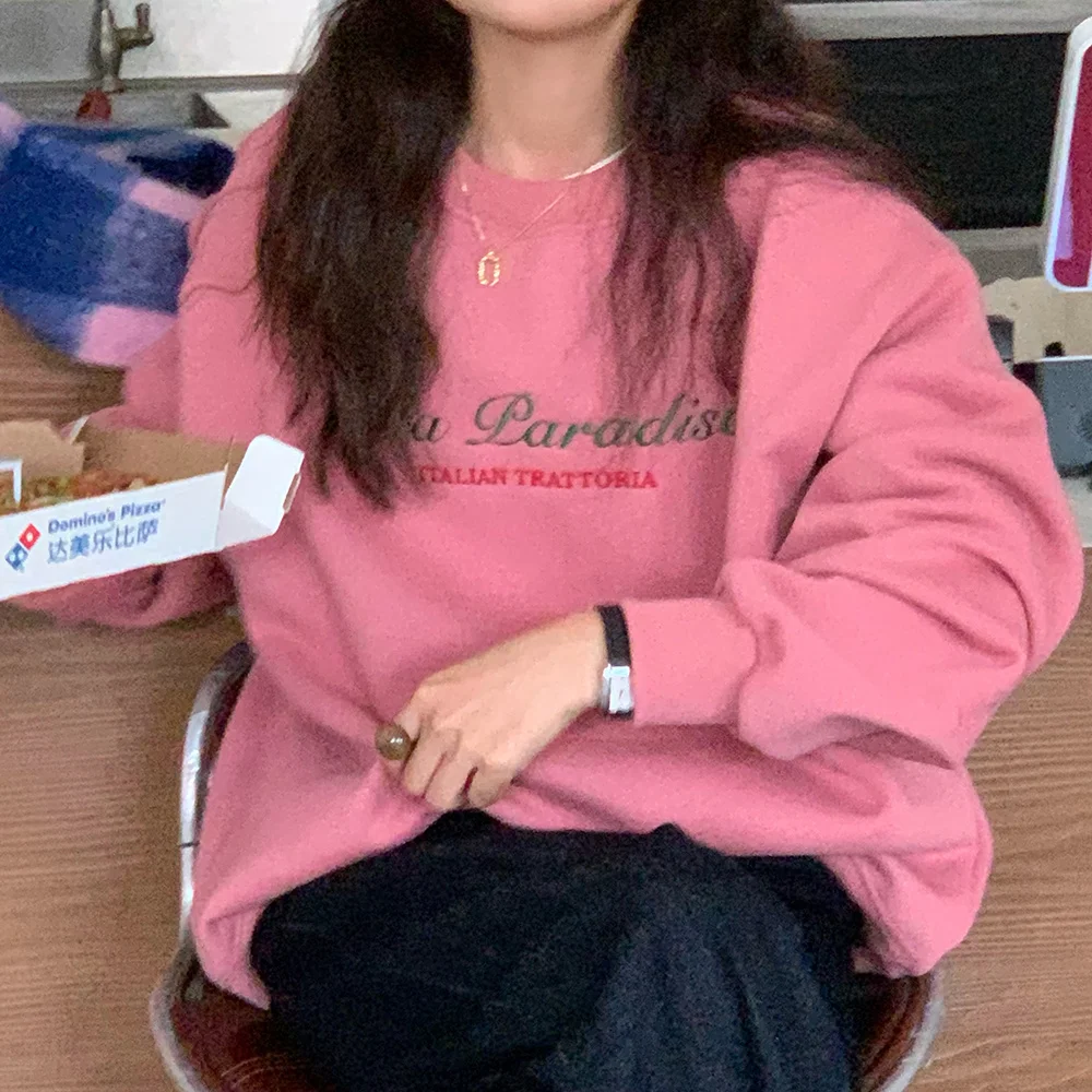 

Толстый плюшевый свитер с надписью Big Now, повседневный пуловер с круглым вырезом, Зимняя Блузка для женщин