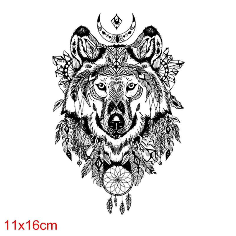Водостойкая Временная тату-наклейка с изображением сока головы волка тотема