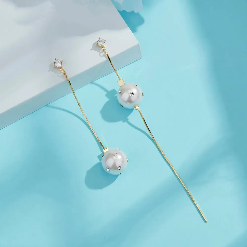 Женские серьги с бахромой и искусственным жемчугом длинные темпераментные