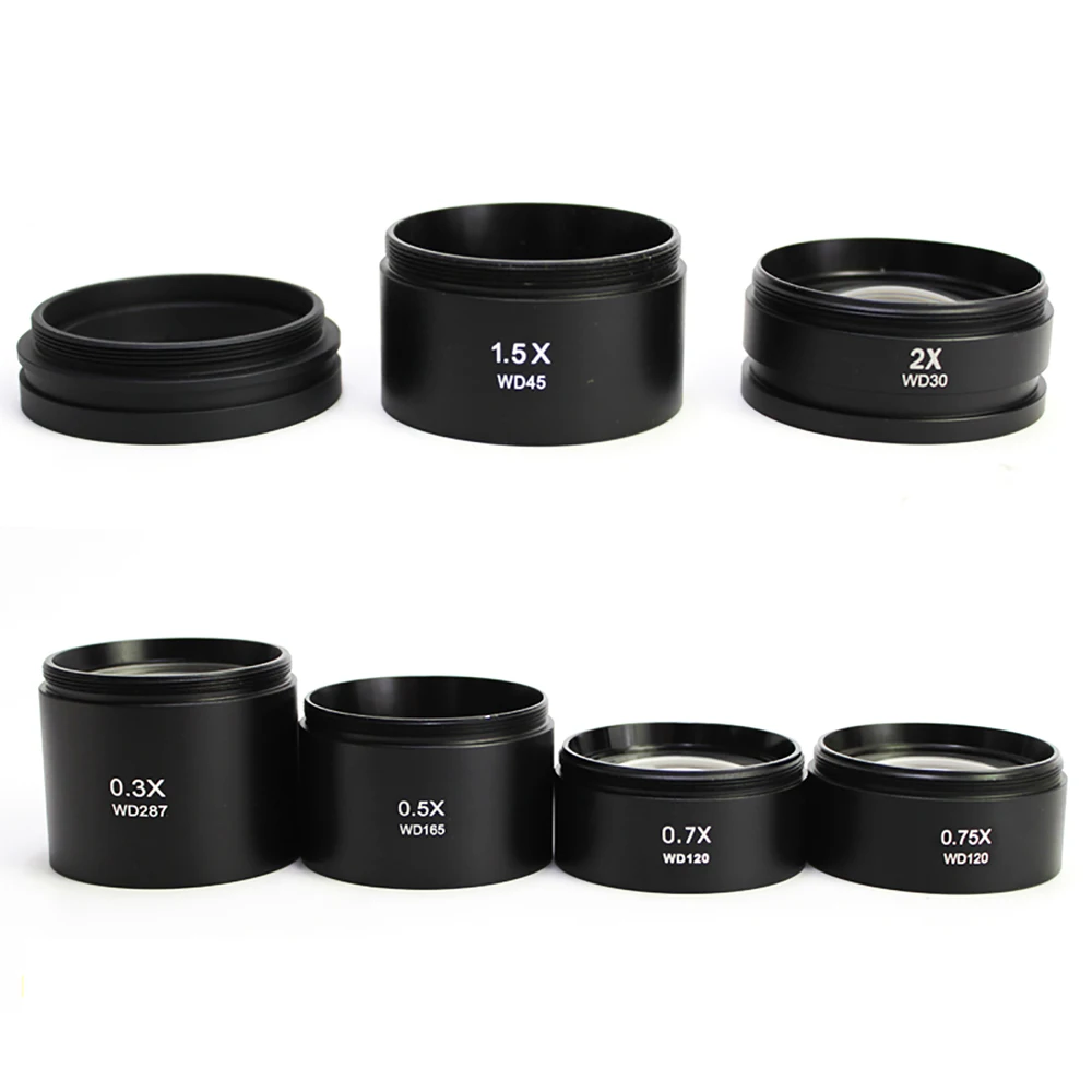 0.3X 0.5X 0.7X 0.75X 1X 1.5X 2X Barlow Lens Stereo Microscope Lens Accessories Auxiliary Objective Lens 48mm Thread