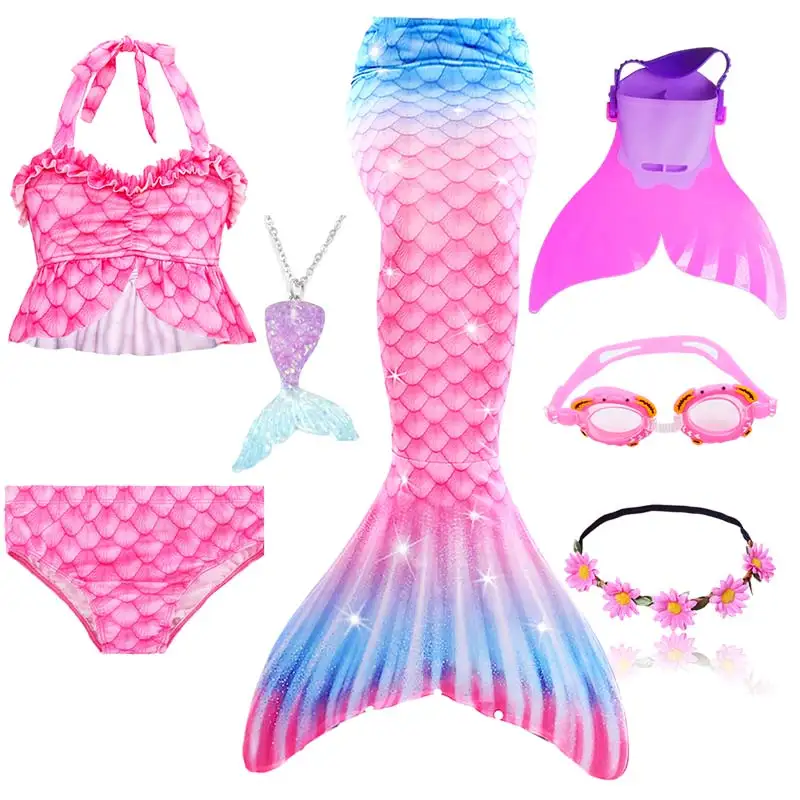 Женский Детский костюм Русалочки ожерелье косплей для девочек купальный бикини
