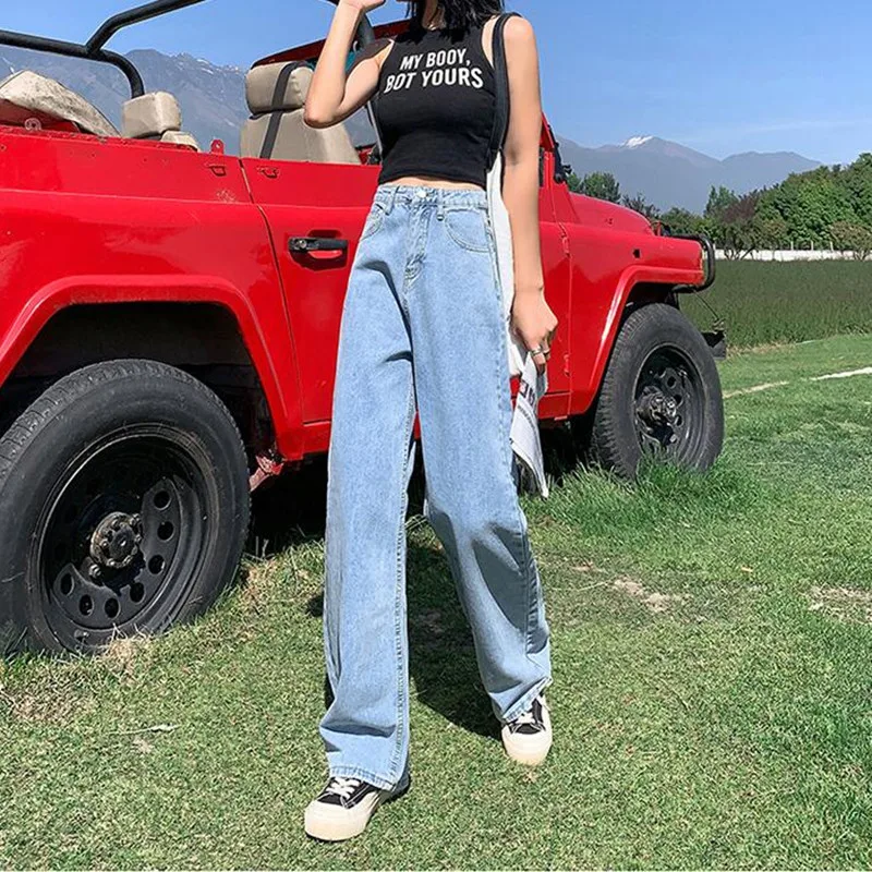 

Woman Jeans High Waist Clothes Wide Leg Denim Clothing Blue Streetwear Vintage Quality 2021 Fashion Harajuku Straight Pants
