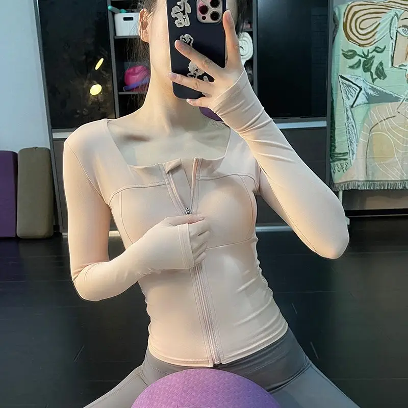 

Zipper Long-sleeved Sports Jacket Quick-drying Slim Slimming Autumn New Yoga Wear Women Running Fitness Sports Top